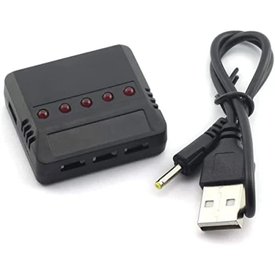 Immagine di YUNIQUE GREEN CLEAN POWER Caricabatterie Litio 5 in 1 USB Universale Per Hubsan H107D, Syma X5C, Elicottero RC, Quadcopter Protezione Sovraccarico, Nero, Plastica