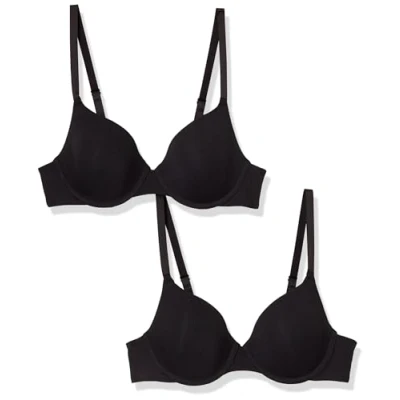 Immagine di Amazon Essentials Comodo Reggiseno Invisibile con Ferretto Donna, Pacco da 2, Nero, 2C
