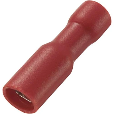 Immagine di TRU COMPONENTS 737623 Presa piatta Larghezza spina: 2.8 mm Spessore 0.5 180 Completamente isolato Rosso 50 pz.
