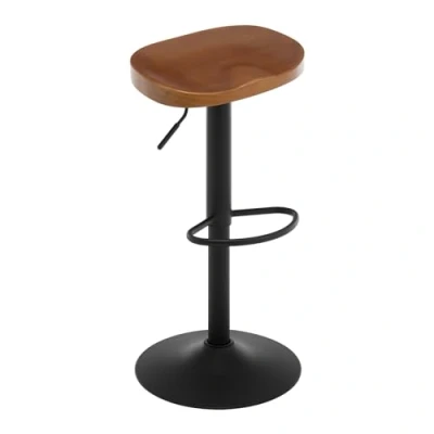 Immagine di WOLTU Sgabello da Bar, Bar per Colazione in Legno Massiccio, Cucina, Banco Regolabile Altezza, Girevole a 360 con Poggiapiedi, Marrone, BH413br 1