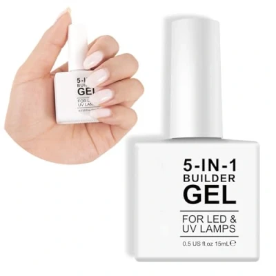 Immagine di gel costruttore 5 in 1, base un flacone per rinforzare le unghie, 15 ml di duro ricostruzione rinforzante unghie (bianco)
