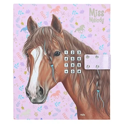 Immagine di Depesche 12051 Miss Melody Diario con codice numerico e sonoro, Libro Motivi di Cavalli 80 Pagine a Righe illustrate Colori, Multicolore