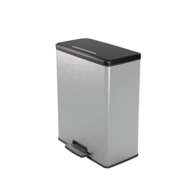 Immagine di CURVER DECO BIN Pattumiera in plastica, 65 l, colore: Argento metallizzato
