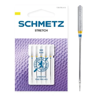 Immagine di SCHMETZ Aghi per macchine da cucire 5 tessuto stretch 130/705 H S Spessore dell&#039;ago 75/11 ideale materiali elastici