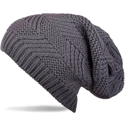 Immagine di styleBREAKER Cuffia Long Beanie in Stile Classico Unisex Lavorata a Maglia con Motivo Strutturato 04024017, Colore:Grigio