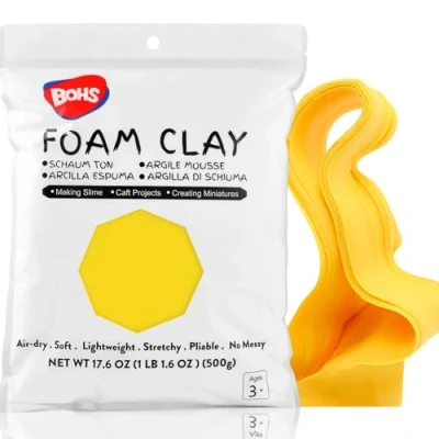 Immagine di BOHS Argilla da Modellare in Schiuma Giallo Squishy, Morbida, Asciugatura all&#039;Aria per Progetto Scolastico, Cosplay, Finto Dolce, Forniture Slime 1.1 Lbs/500 Grammi