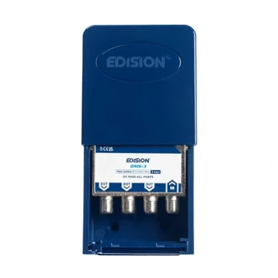 Immagine di EDISION OMS 3 Partitore da palo uscite, esterno splitter Satellitare e TV, connettore F, Distributore di Segnale 5 2400Mhz, DVB S2, T2, C, Passaggio DC, Scatola per esterno, Vie