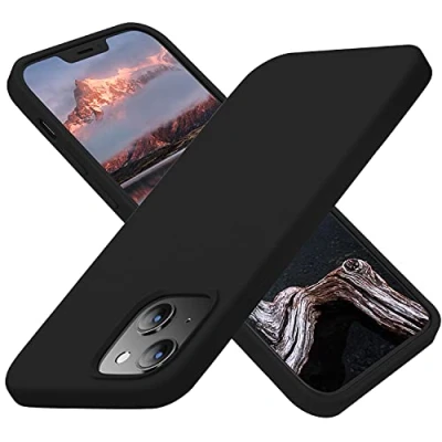 Immagine di Cordking Designed for iPhone 13 Case, 14 Silicone Ultra Slim Shockproof Protective Phone Case with [Soft Anti Scratch Microfiber Lining], 6.1 inch, Black