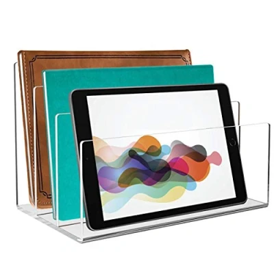 Immagine di Tasybox Organizer per cartelle in acrilico, trasparente, 3 sezioni, 22,9 x 16,5 cm