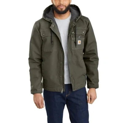 Immagine di Carhartt Giacca Da Lavoro Vestibilità Comoda In Tessuto Washed Duck, Con Fodera Sherpa, Uomo, Verde (Muschio), L