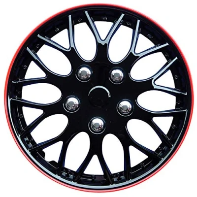 Immagine di AutoStyle KT970 15 IB + R Set Copricerchio Missouri Ice Nero/Cerchio Rosso, 4 pezzi
