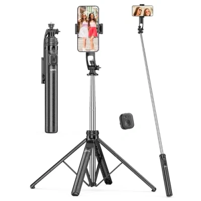 Immagine di 71&quot; Bastone Selfie Treppiede, Stick Treppiede in Alluminio con Telecomando e Supporto Telefono Cellulare, Smartphone Vite da 1/4 Compatibile iPhone/Samsung/Gopro/Ring Light