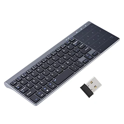 Immagine di AYNEFY Tastiera Wireless Portatile Sottile 2.4Ghz Palmare con Touchpad per Computer/Desktop/PC/Laptop/TV Box e Windows
