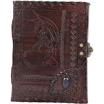 Immagine di OVERDOSE Dragon With Stone Embossed Leather Journal Diario Di Pietra Antico Fatto A Mano Per Studenti Sketchbook Drawing Notebook 6 X 8 Pollici 15 20 Cm A5