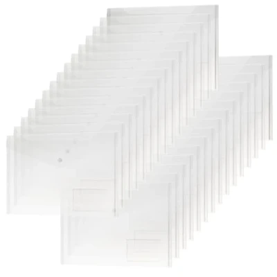 Immagine di H&amp;S Cartella Portadocumenti A4 Confezione da 30 Cartelle Porta Documenti Buste Trasparenti Cartelletta in Plastica Cartellina Trasparente Busta con Bottone Cartelline