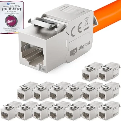 Immagine di hb digital 16x CAT 6A Keystone Modulo RJ 45 Jack Connettore 500 MHz 10Gbit/s Cavo Internet LSA per Patch Panel Ethernet LAN