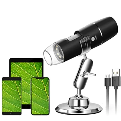 Immagine di WADEO microscopio digitale USB, WiFi portatile ingrandimento 50X 1000X con endoscopio a 8 LED, per telefono, Android, iOS, Windows