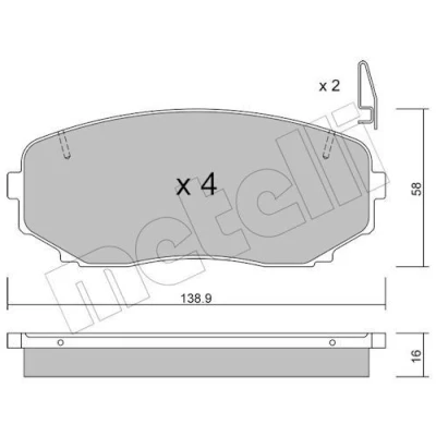 Immagine di METELLI 22 0872 1 Kit pastiglie freno con segnalatore acustico usura MITSUBISHI: Eclipse Cross