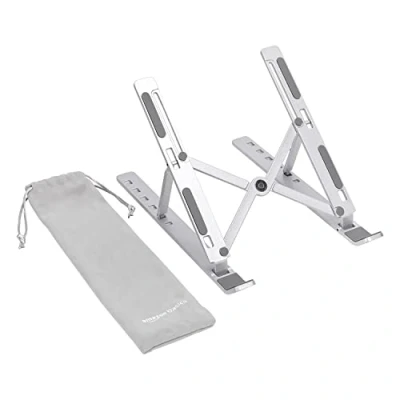 Immagine di Amazon Basics Supporto per computer portatile con 6 angolazioni regolabili, laptop da 10&quot; a 15,6&quot;, 23.9 x 16.5 3.9 cm, argento