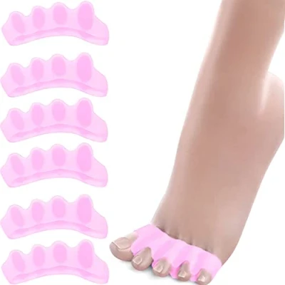 Immagine di Separatore Dita Piede 6Pezzi, 3 Coppie Distanziatori Piedi Toe Spacer Tutore Separa Separatori Separator Distanfix X Alluce Valgo Raddrizza (rosa)
