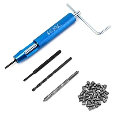 Immagine di QWORK Kit di riparazione filetti Helicoil , M3 x 2D acciaio inossidabile Inserti filettati a vite elicoidale 50 pezzi
