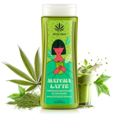 Immagine di Joanna Gel doccia estremamente rinfrescante idratante Profumo aromatico Matcha Latte Non secca la pelle Delicato e piacevole sulla con estratto di canapa 300 ml