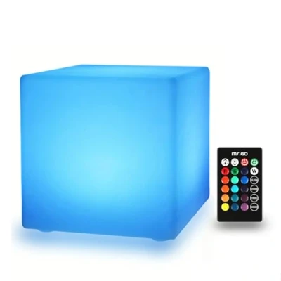 Immagine di Cubo luminoso LED 20 cm cambia colore con telecomando, batteria ricaricabile notturna dimmerabile multicolore lampada da comodino per bambini, 16 colori RGB, decorazione interna ed esterna