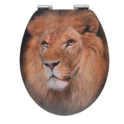 Immagine di Wenko Sedile WC Leone con Effetto 3D Chiusura Ammortizzata, Fissaggio igienico in Zinco pressofuso Fix Clip Resistente Contro la ruggine Multicolore