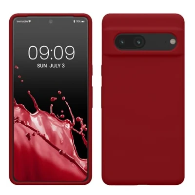 Immagine di kwmobile Cover per Google Pixel 7 Custodia Back Case Smartphone in Silicone TPU Protezione Gommata rosso rabarbaro
