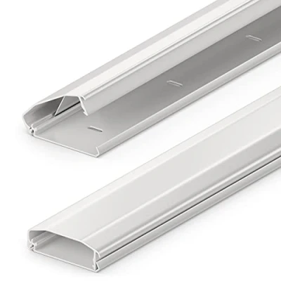 Immagine di deleyCON Canalina Portacavi e Fili Universale con Innovativo Sistema di Chiusura Alluminio Alta Qualità Lunghezza 100cm Larghezza 6cm Altezza 2cm Bianco