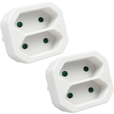 Immagine di EXTRASTAR Adattatore piatto 2 in 1 con prese Schuko, adattatore, fino a ricarica 2300 W, 10 A, 250 V, bianco, pezzi