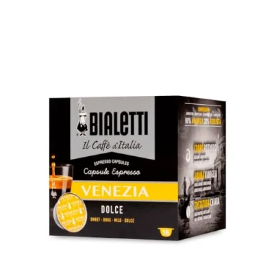 Immagine di Bialetti Caffè d&#039;Italia, Box 16 Capsule, Venezia, Intensità 7, Compatibili con Macchine sistema chiuso, 100% Alluminio