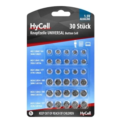 Immagine di HyCell Kit batterie a bottone Ogni 5x AG 1, 3, 4, 10, 12, 13