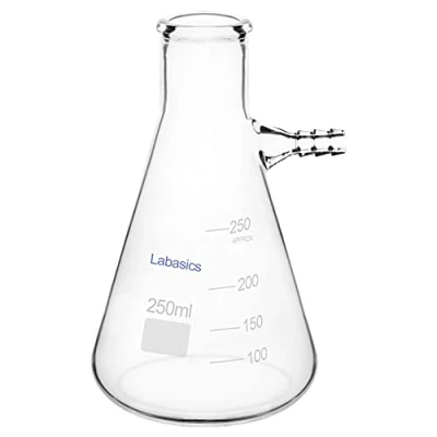 Immagine di Labasics Boccetta Filtro di Vetro Laboratorio, Pallone Filtrante in Borosilicato, Collo a Bullone con Tubolare, 250 ml