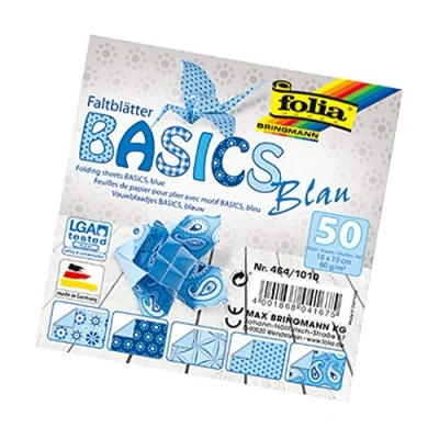 Immagine di folia 464/1010 fogli pieghevoli Basics blu, 10 x cm, 80 g/m², 50 assortiti in 5 motivi, ideali per meravigliosi figure e forme