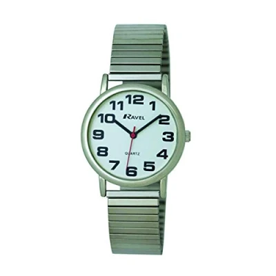 Immagine di Ravel Donna Audace in Acciaio Inossidabile Bracciale Expander Orologio con Grandi Numeri e Lancette Analogico Quarzo R0208.02.2S Colore Argento/Quadrante Bianco