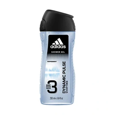 Immagine di Adidas Dynamic Pulse Gel doccia 3 in 1 Il rinfrescante click di menta piperita per corpo, capelli e viso, pH delicato sulla pelle, Confezione da x 250 ml