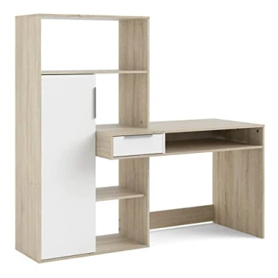 Immagine di Tvilum Scrivania con Libreria Function Plus, Truciolato, Quercia/Bianco, Large