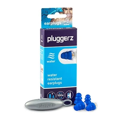 Immagine di Pluggerz Earplugs Water 2 paia (S/M M/L) Riutilizzabili Morbidi e comodi Filtrati 25 dB Nuoto Acquatici Impedisce l&#039;ingresso dell&#039;acqua nell&#039;orecchio Previene il dolore all&#039;orecchio