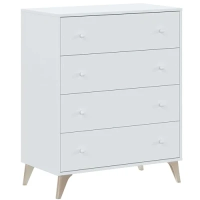 Immagine di Habitdesign 007804A Cassettiera con 4 cassetti, modello Sweet, finitura in colore bianco artik, 77,5 cm (larghezza) x 95 (altezza) 40 (profondità)