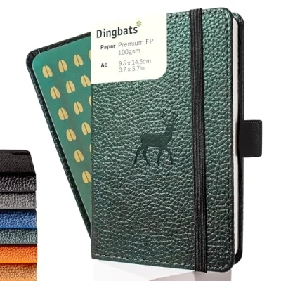 Immagine di Dingbats* Taccuino Tascabile Bianche Di Fauna Selvatica Quaderno A6, Copertina Rigida in Pelle PU Portapenne, Segnalibro, Chiusura Elastico