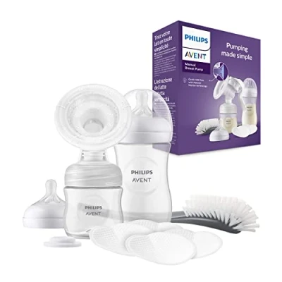 Immagine di Philips Avent Set regalo con Tiralatte manuale singolo, biberon da 260 ml e 125 ml, senza BPA, 4 coppette assorbilatte monouso (modello SCD430/60)