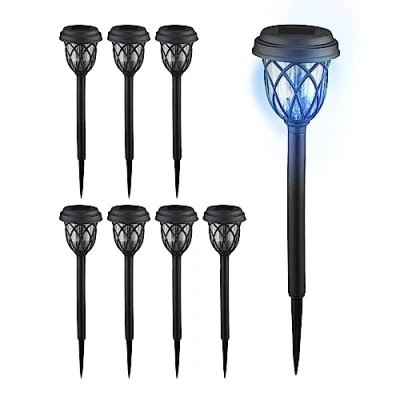 Immagine di Relaxdays Lampade Solari da Giardino, Set LED con Effetti di Luce, Sensore Luminosità, H x D: 42,5 10 cm, Nero