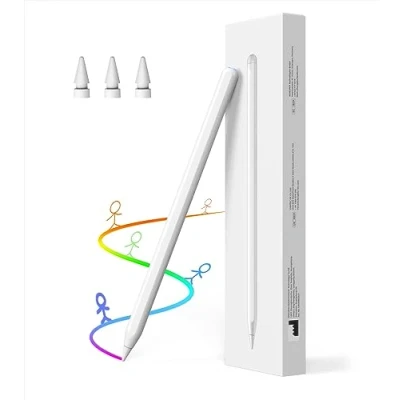 Immagine di MoKo Penna Stilo Compatibile con iPad, Capacitiva a Ricarica Wireless per iPad Pro 12.9&quot; 6/5/4a, 11&quot; 4/3, Air 5/4a, Mini 6a, Inclinazione &amp; Palm Rejection, Bianco