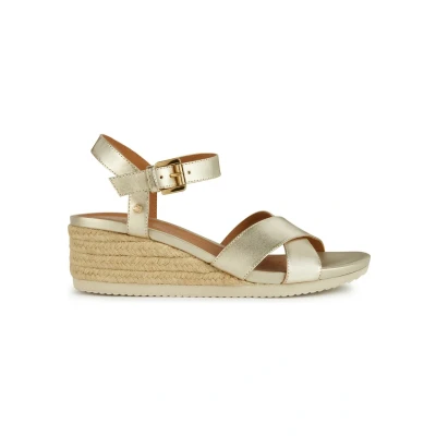 Immagine di Geox D Ischia Corda C, Sandali con Zeppa Donna, Lt Gold, 39.5 EU