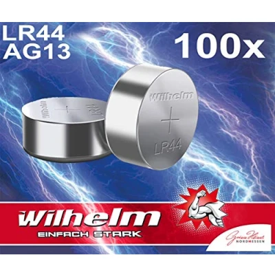 Immagine di 100 pile a bottone Wilhelm AG13 / V13GA LR44 165 mAh 1,5 V alcaline 357 LR1159 Bulk