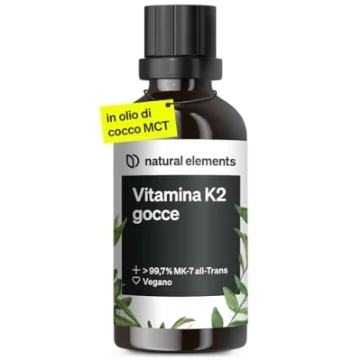 Immagine di Vitamina K2 MK 7 1700 gocce (50 ml) in forma all trans 99,7% (K2VITAL® di Kappa) 200 µg natural elements Testata laboratorio, vegana, alto dosaggio