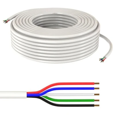 Immagine di Lumonic 5x 0,34mm² cavo di controllo LED bianco 10m a 5 conduttori con guaina flessibile schermato, prolunga LiYY, alim