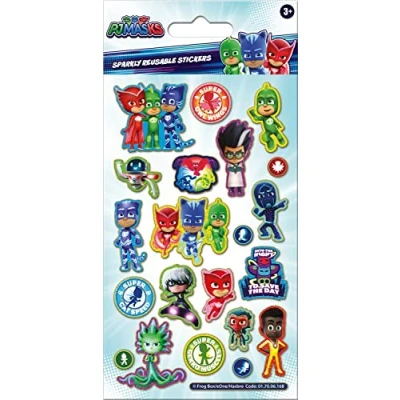 Immagine di Paper Projects 01.70.06.168 PJ Masks Heroes Adesivi scintillanti, prodotto con licenza ufficiale, riutilizzabili su superfici non porose, colore bianco, 19,5 cm x 9,5
