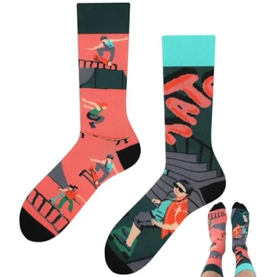 Immagine di TODO Colours Calzini divertenti con motivo Multicolori, Colorati, Pazzi per la gioia di vivere, Skate, 39 42